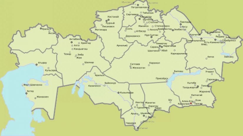 ყაზახეთის ქალაქების რუკა